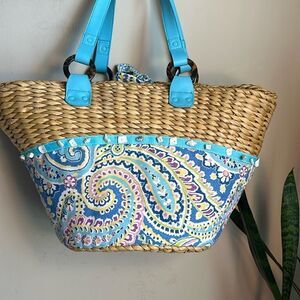 Vera Bradley Straw & Floral Print Spring/Summer Tote Bag